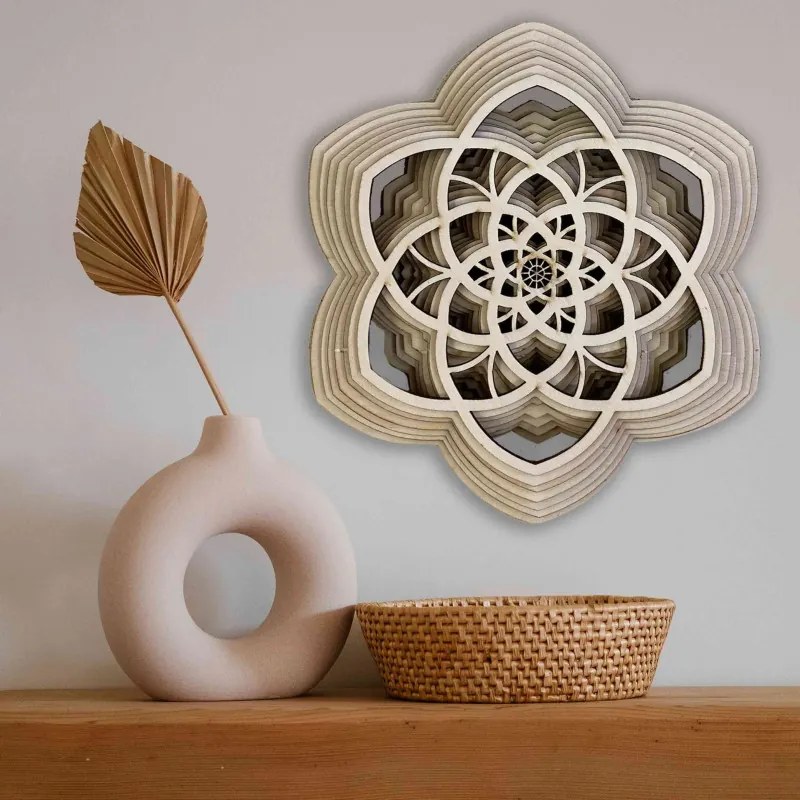 Vyrezávaná drevená 3D mandala na stenu | SENTOP PR0456