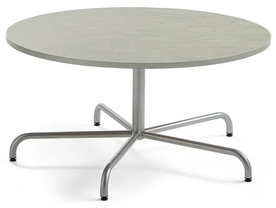 Stôl PLURAL, Ø1200x600 mm, linoleum - šedá, strieborná