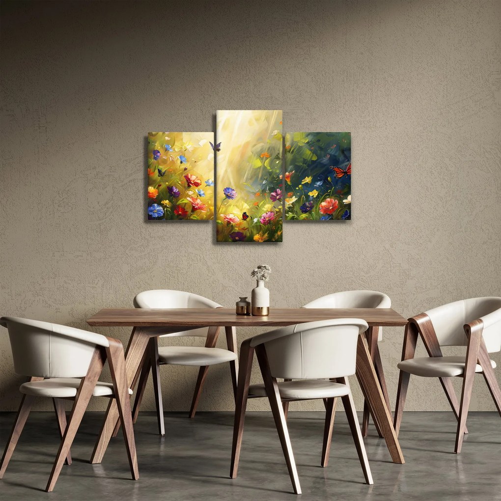 Obraz - Jarná kvetinová lúka, maľba (90x60 cm)