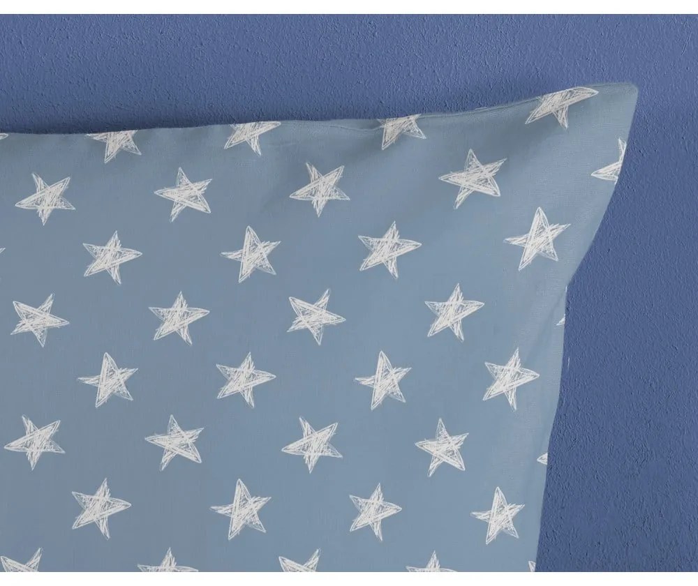 Modré/béžové bavlnené detské obliečky na jednolôžko 140x200 cm Robo – Good Morning