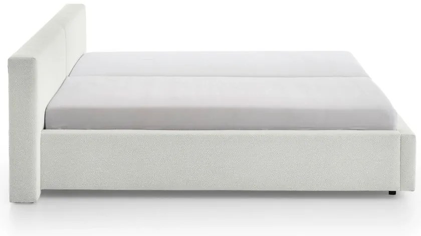 Biela čalúnená dvojlôžková posteľ s úložným priestorom s roštom 140x200 cm Cube – Meise Möbel