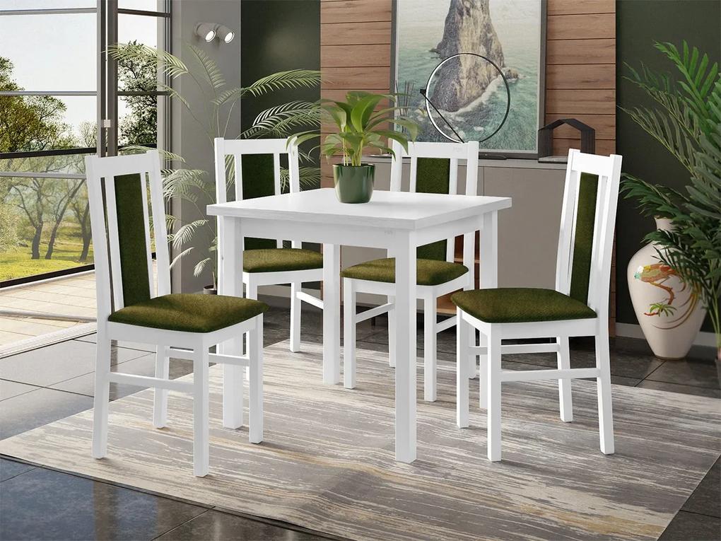 Stôl so 4 stoličkami - AL27, Morenie: biela - L, Poťahové látky: Zetta 297