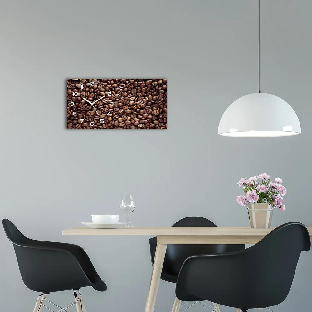 Moderné sklenené hodiny na stenu Zrnká kávy pl_zsp_60x30_f_57418754