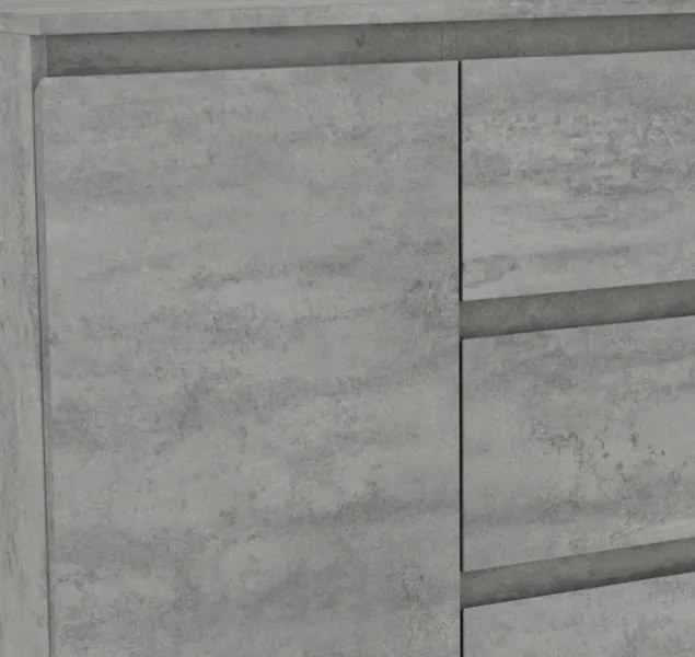 Široká komoda so 4 zásuvkami Carlos, šedý betón, 120 cm