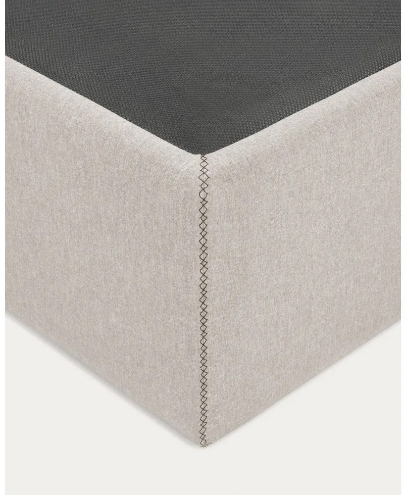 Béžová čalúnená dvojlôžková posteľ s úložným priestorom 160x200 cm Matters – Kave Home