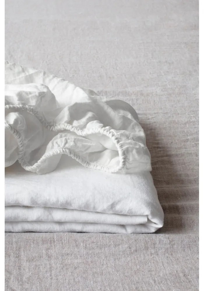 Biela napínacia ľanová plachta 140x200 cm White – Linen Tales