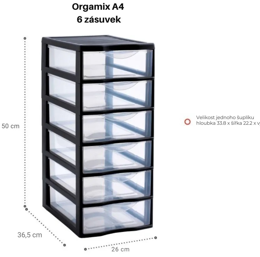 Úložný box so 6 zásuvkami, antracitová farba, OFFICEMIX