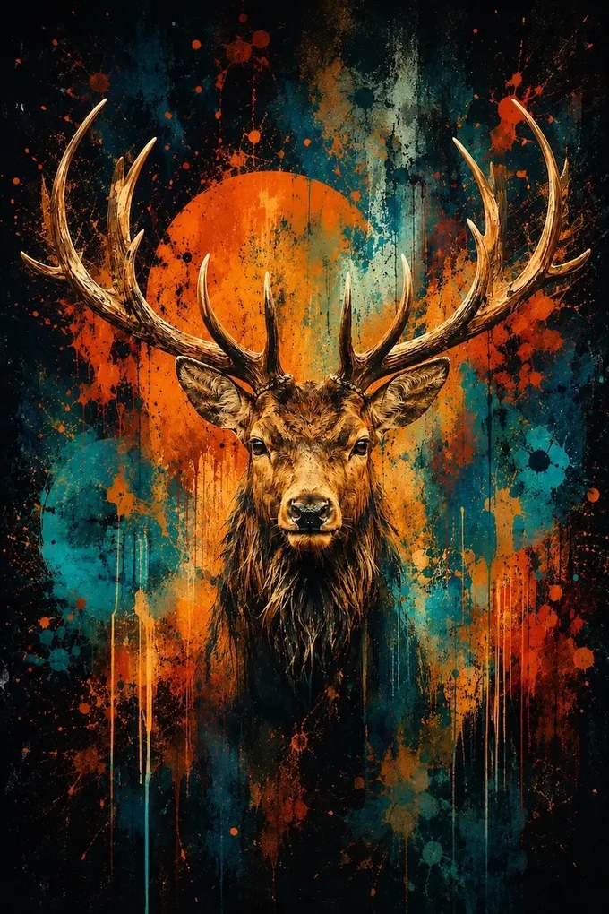 Jeleň - Metalický obraz 60x40cm