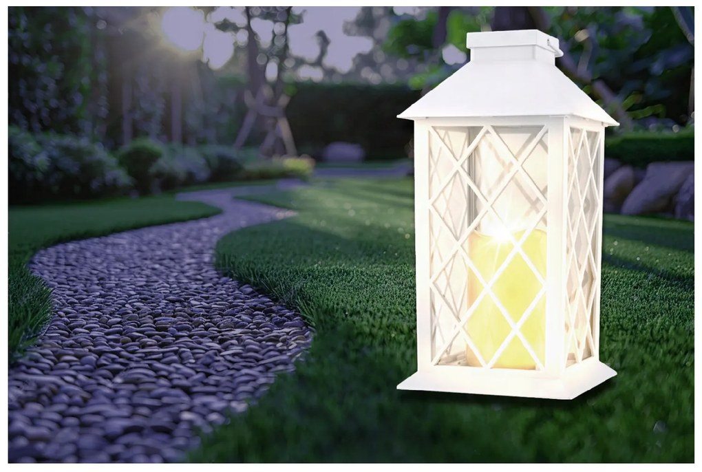 BERGE LED solárny záhradný lampáš biely 2V 35MA