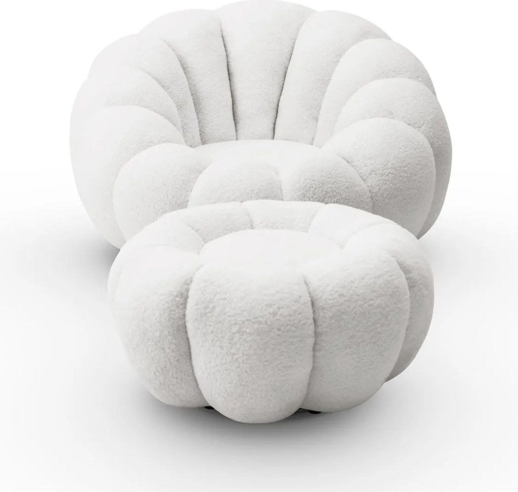 OTOČNÉ KRESLO FILIPPO S PODNOŽKOU BIELE