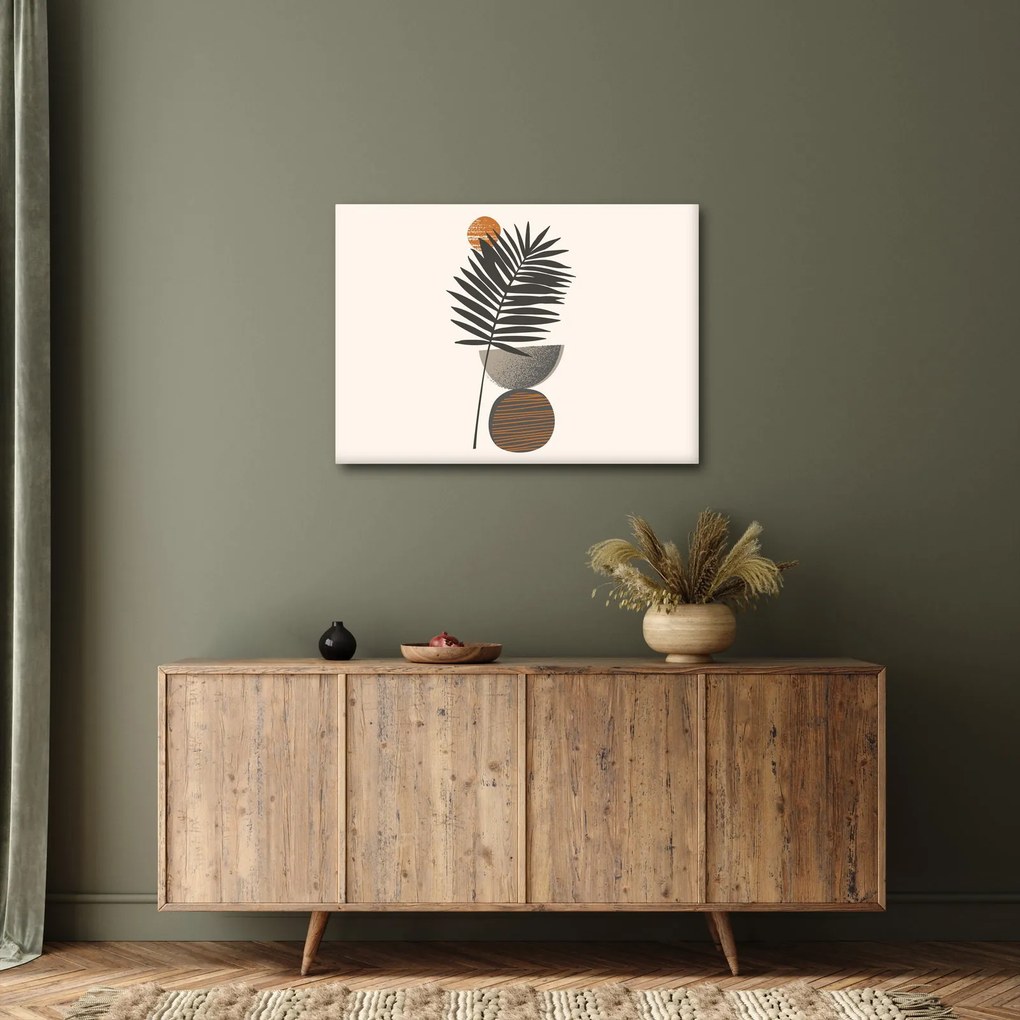 Obraz - Abstrakcia s palmovým listom (70x50 cm)