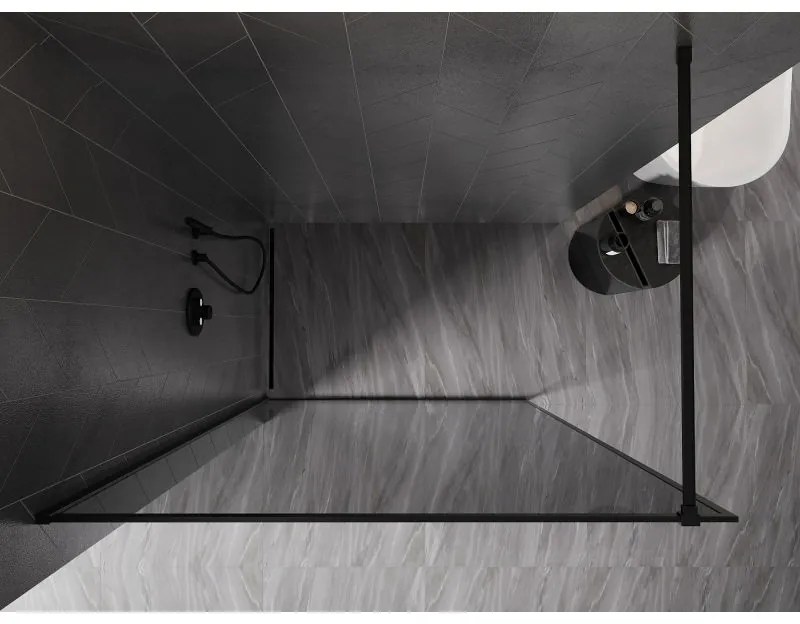 Mexen, Mexen Kioto-XF sprchová stena s rámom 90 x 202 cm, grafit 10 mm, čierna - 800-090-104-70-40-X