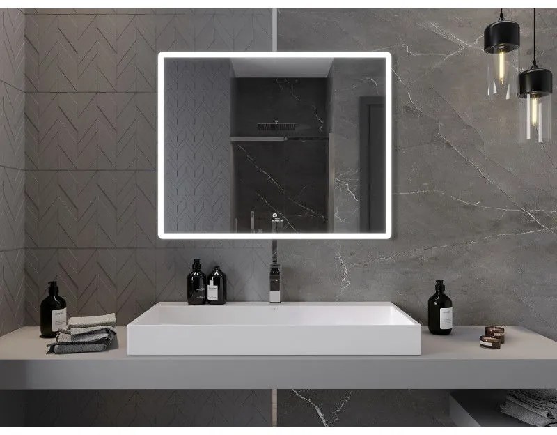 Mexen Navia, LED kúpeľňové zrkadlo s podsvietením 100 x 80 cm, 6000K, ochrana proti zahmlievaniu, 9803-100-080-611-00
