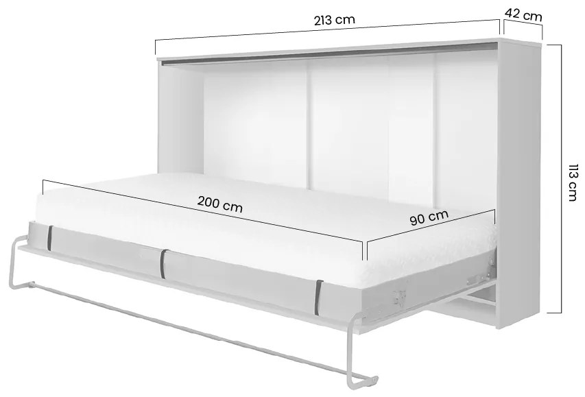 Sklápacia posteľ 90x200 New Elegance - Biely lesk