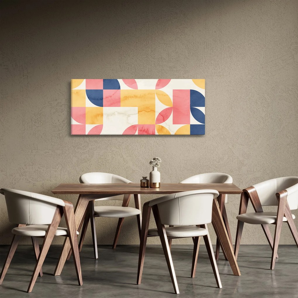 Obraz - Abstrakcia s retro vzormi (120x50 cm)