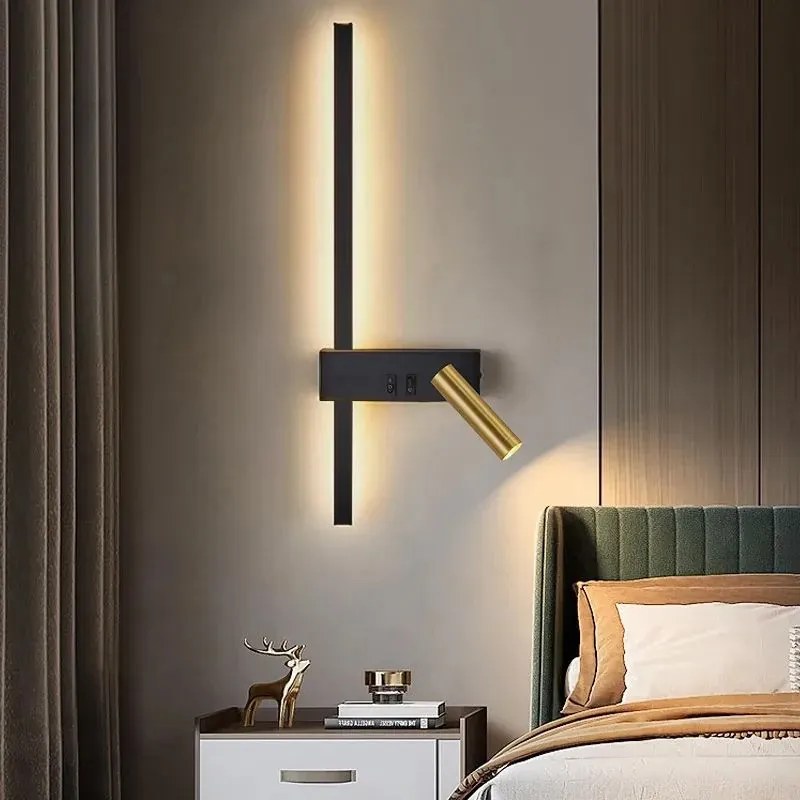 Toolight Toolight, LED nástenné svietidlo 8W, 4000K, APP1439-W RIGHT, čierna-zlatá lesklá, OSW-04777