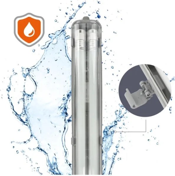 LED technické žiarivkové svietidlo T8, 2×G13 (2×18 W) / 230 V, 5000 K, IP65, 127 cm