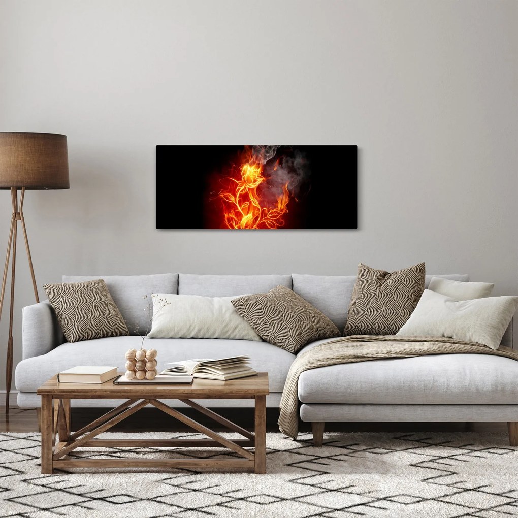 Obraz - Ruže v ohni (120x50 cm)