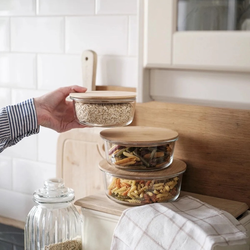 Florina Sklenená dóza s bambusovým vekom Clavato, 640 ml, L