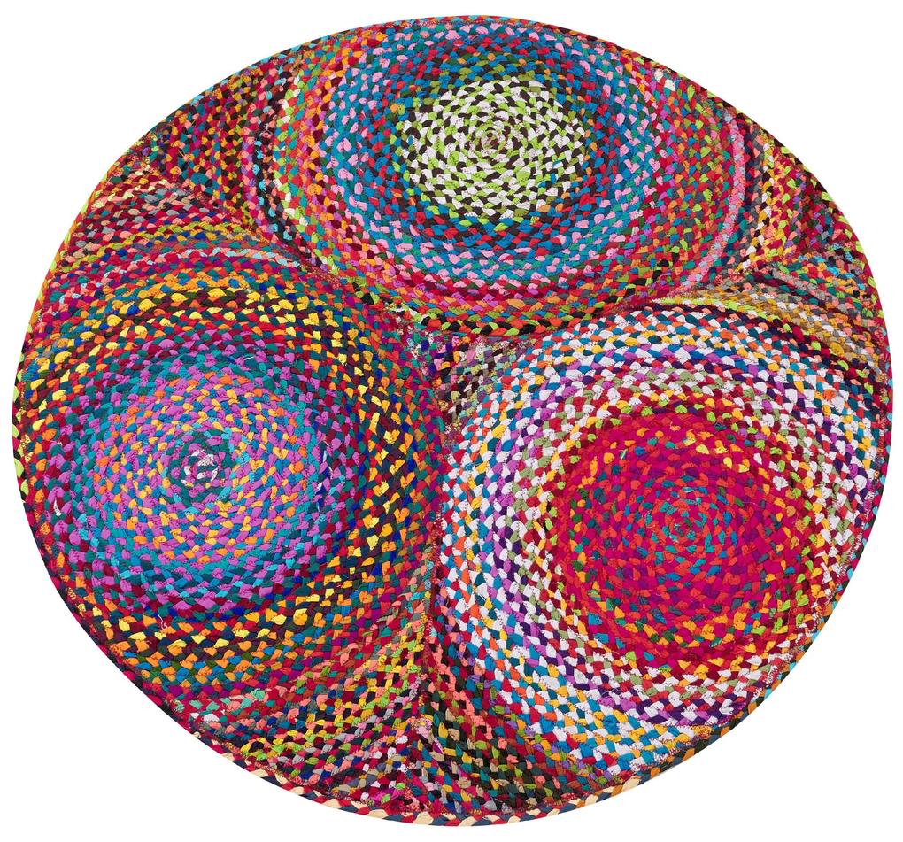 Okrúhly bavlnený koberec ⌀ 140 cm viacfarebný LADIK Beliani