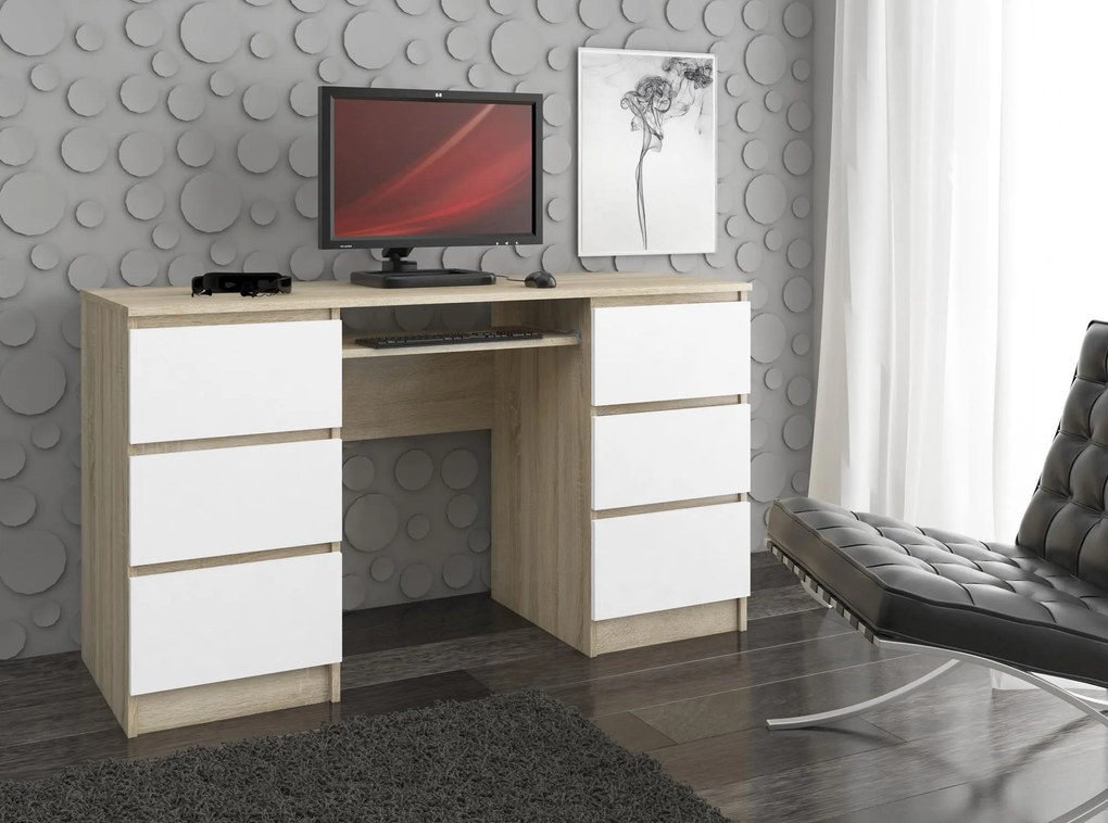 PC stolík Behati (dub sonoma + biela). Akcia -12%. Vlastná spoľahlivá doprava až k Vám domov. 1128507