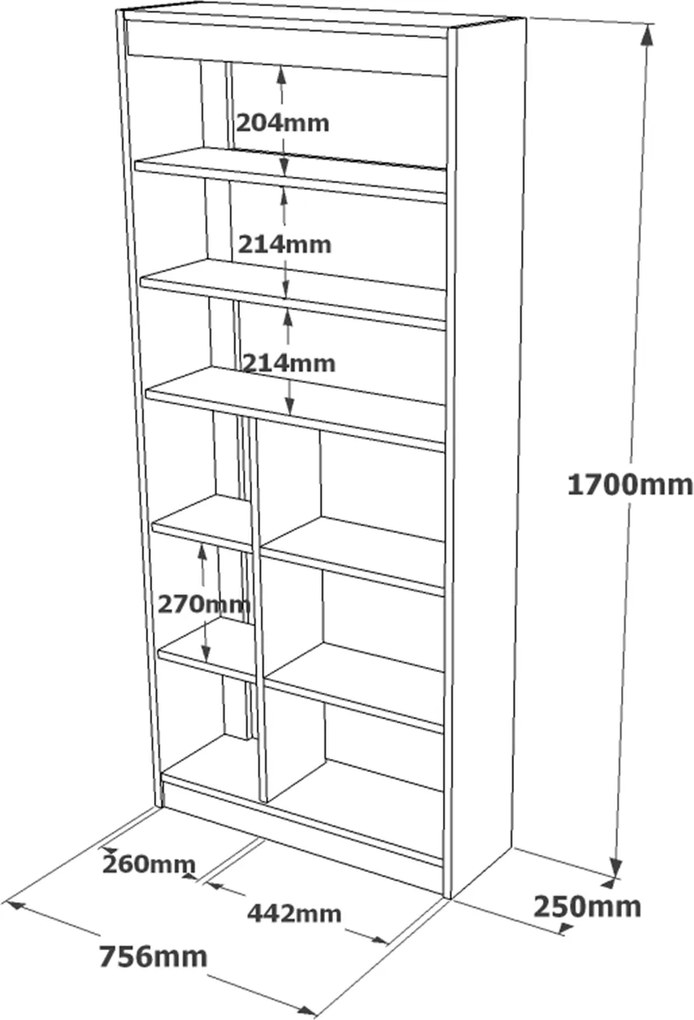 Knižnica Houseland Novak dub Wotan/betón