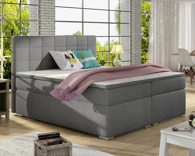 Posteľ Boxspring Alicia 200 x 180, šedá (látka - ba 03/sawana 21)
