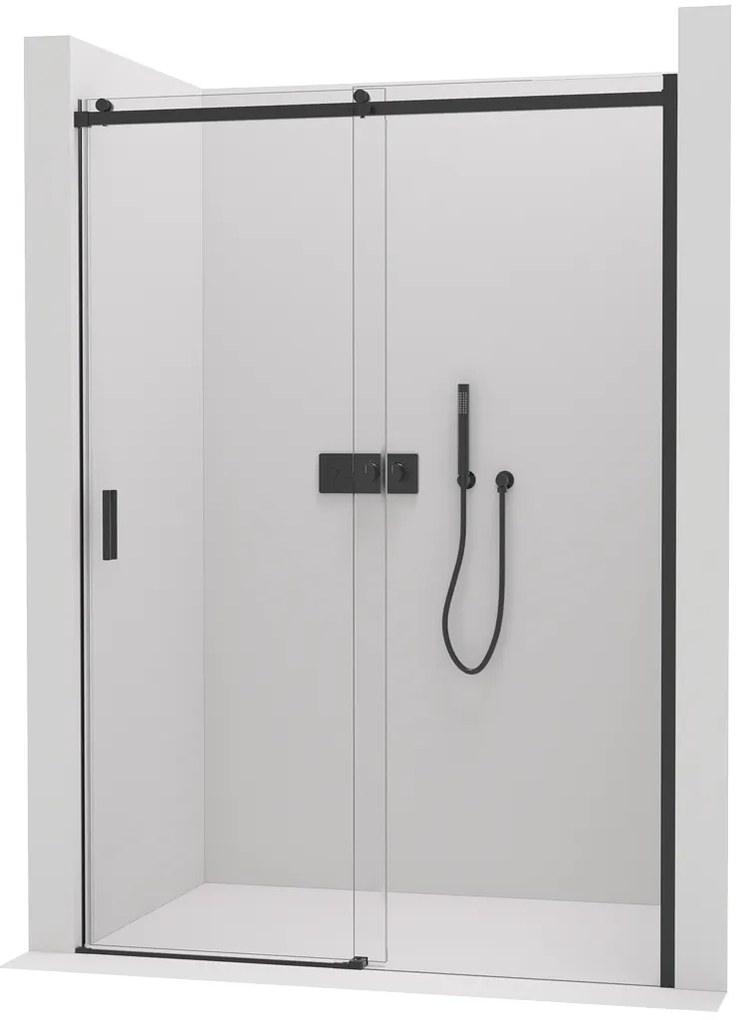 Cerano Lantono, posuvné dvere do otvoru 130x195 cm, 8mm číre sklo, čierny profil, CER-CER-429739