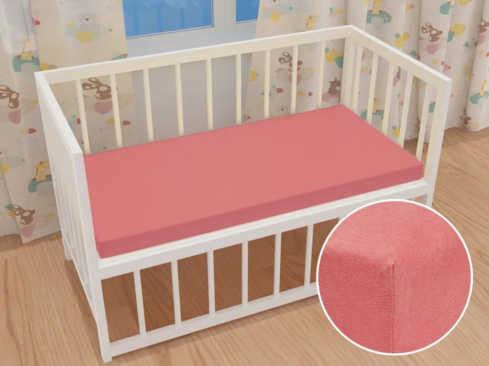 Detské jersey napínacie prestieradlo do postieľky JR-001 Koralové 60 x 120 x 10 cm - do postieľky