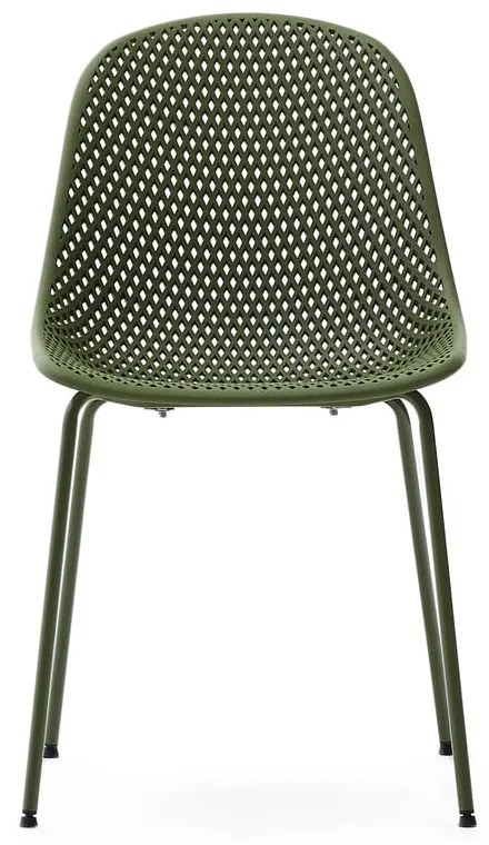 Tmavozelená kovová záhradná stolička Quinby – Kave Home