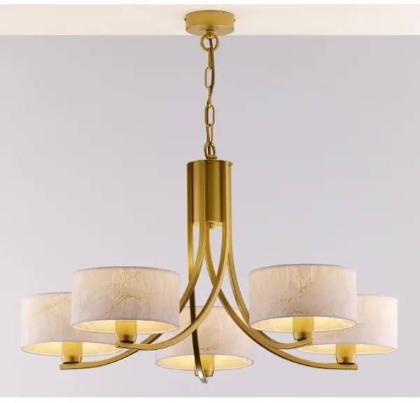 Jupiter 2097 - Luster na reťazi ARTHUR 5xE27/15W/230V biela/zlatá/mramorový dekor