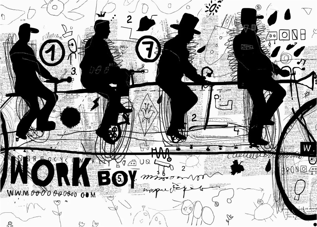 Obraz - Tímová práca, jazda na bicykli (70x50 cm)