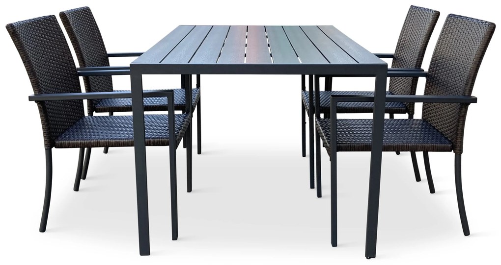 Záhradný jedálenský set Viking L + 4x ratanová stolička Wicker Pat