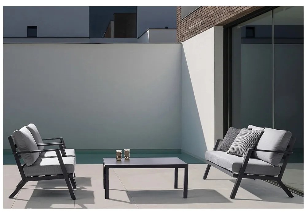 Sivý hliníkový záhradný lounge set pre 4 Harley – Bizzotto