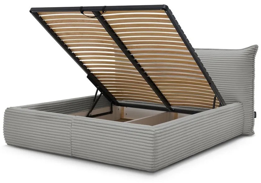 Sivá čalúnená dvojlôžková posteľ s úložným priestorom a roštom 180x200 cm Jade – Bobochic Paris