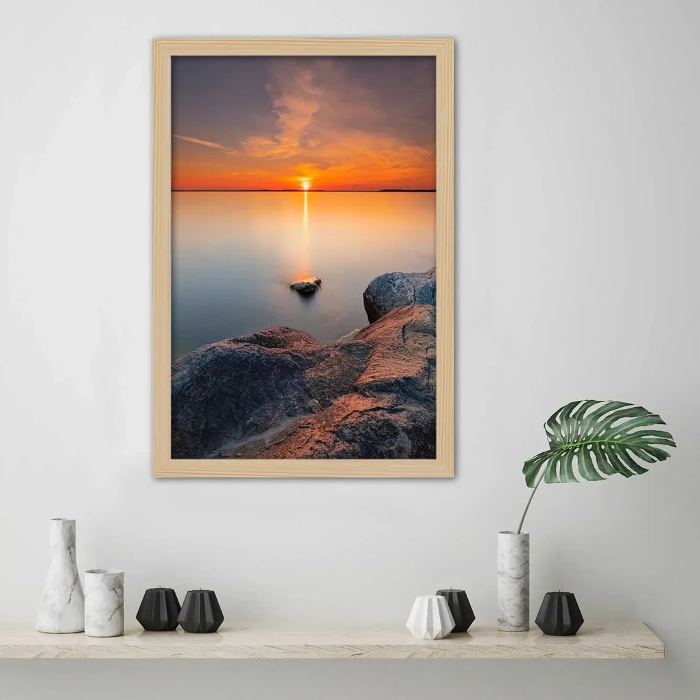 Gario Plagát Západ slnka na tichom jazere Farba rámu: Bez rámu, Rozmery: 30 x 45 cm