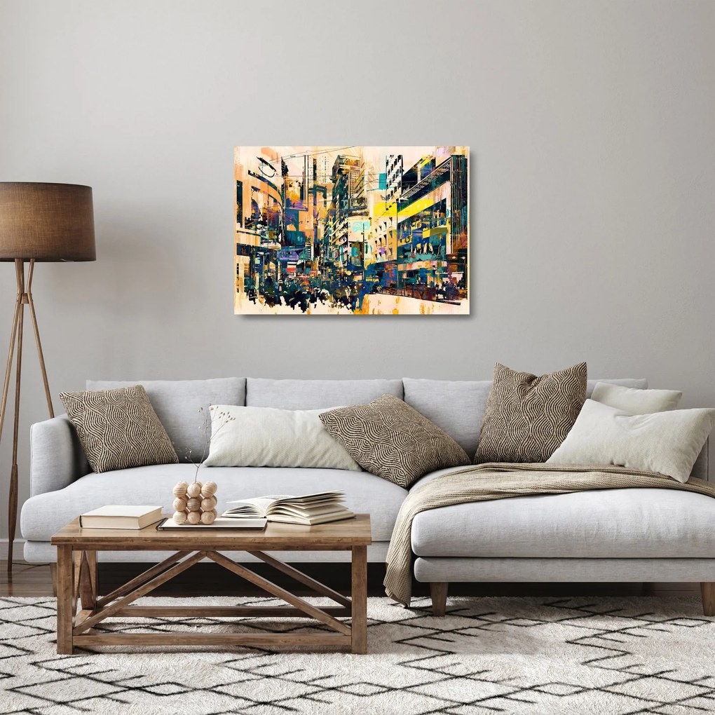Sklenený obraz maľované abstrakcie (70x50 cm)