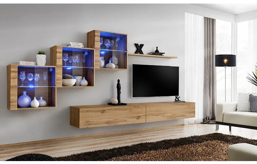 Obývacia stena Switch XIX Sklo +LED Wotan
