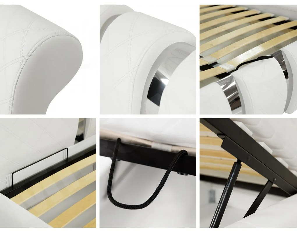 Posteľ Wiko, Rozmer postele: 140x200, Dostupné poťahy: ekokoža Soft 017 5x5 + ekokoža Soft 017 (biela)
