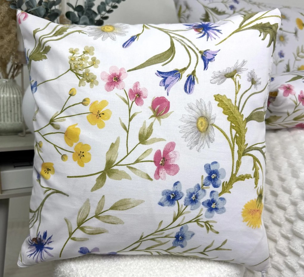 Bavlnená obliečka na vankúš Sedmokráska 40×40 cm – 100 % bavlna 125 g/m², zips