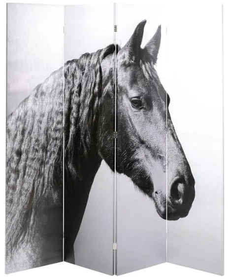 Beauty Horses paraván čierno-biely 160x180 cm