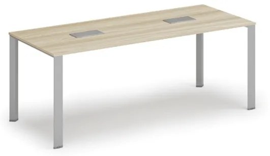 Stôl INFINITY 2000 x 900 x 750, dub prírodný + 2x stolová zásuvka TYP III, strieborná