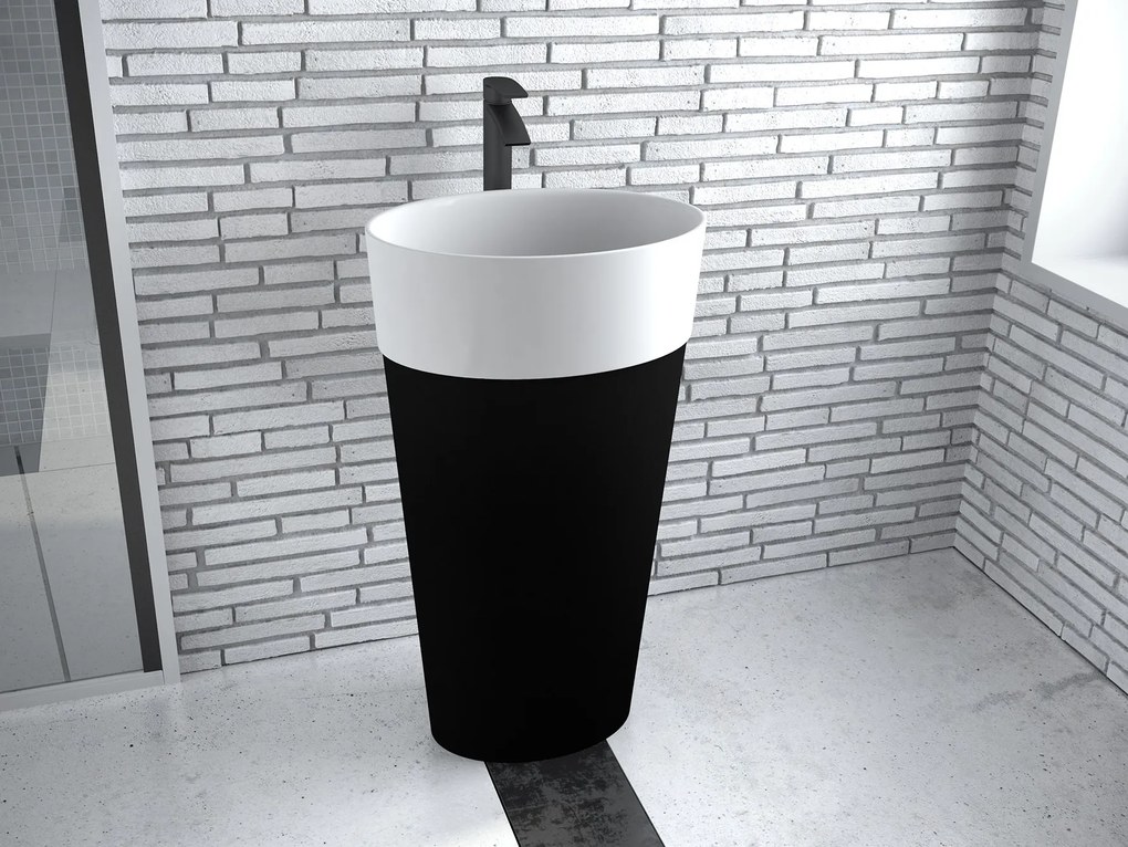 Besco Voľne stojace umývadlo z liateho mramoru Uniqa BW UM VS 46,5x32,5x84 cm, sifón Click-Clack BESCO-Typ výpuste: Click-Clack, chróm, BESCO-Rozmery…