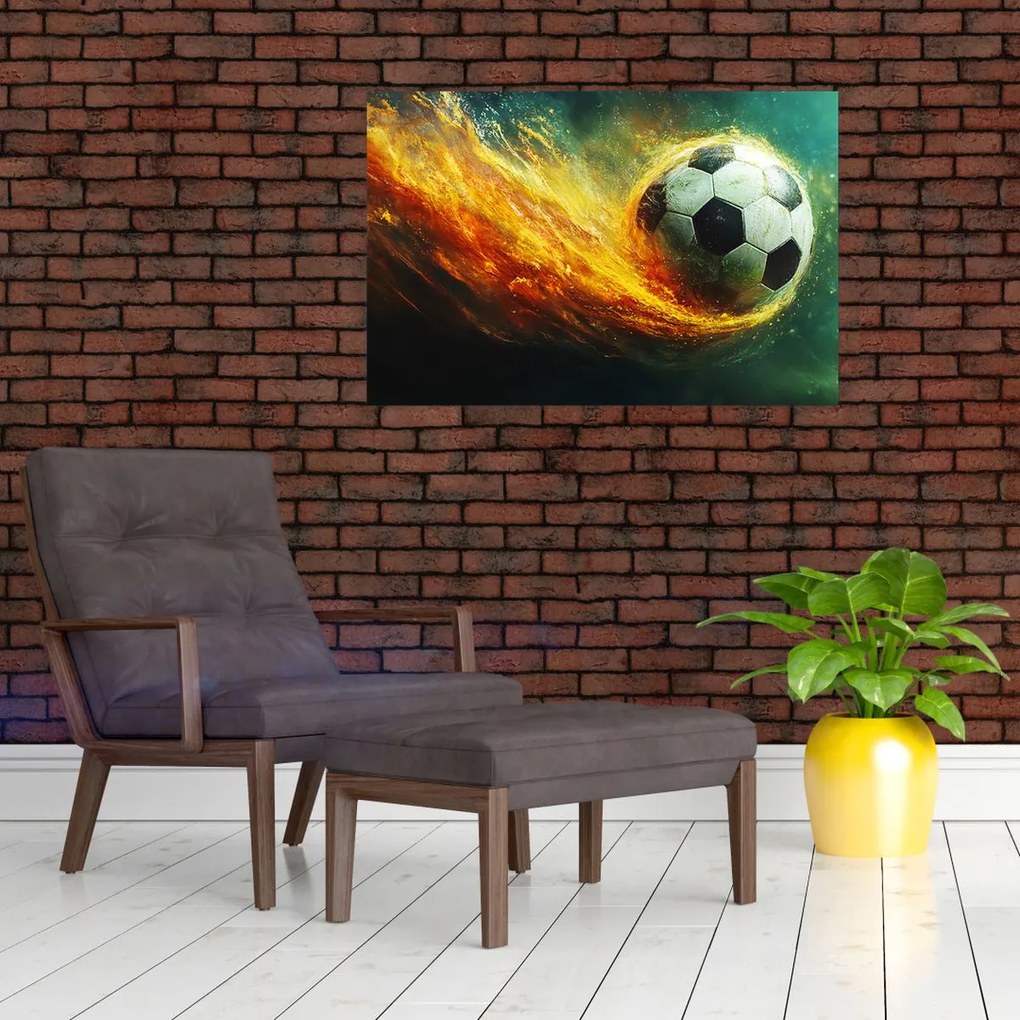 Obraz - Futbalová lopta v lete (90x60 cm)