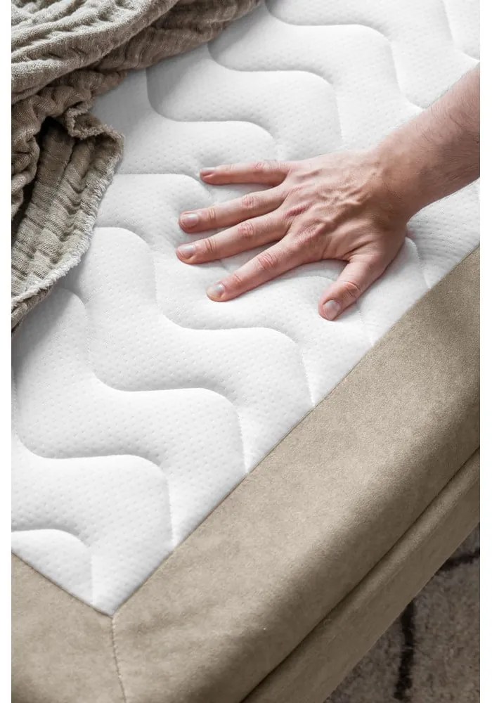 Béžová zamatová rozkladacia pohovka 225 cm Charming Charlie – Miuform