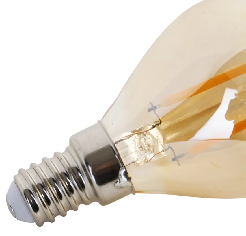 Sada 4 LED žiaroviek E14 P45 zlatá 2W 180lm 2100K