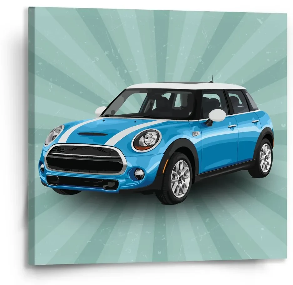 Sablio Obraz Mini sedan Zelené pozadie - 110x110 cm