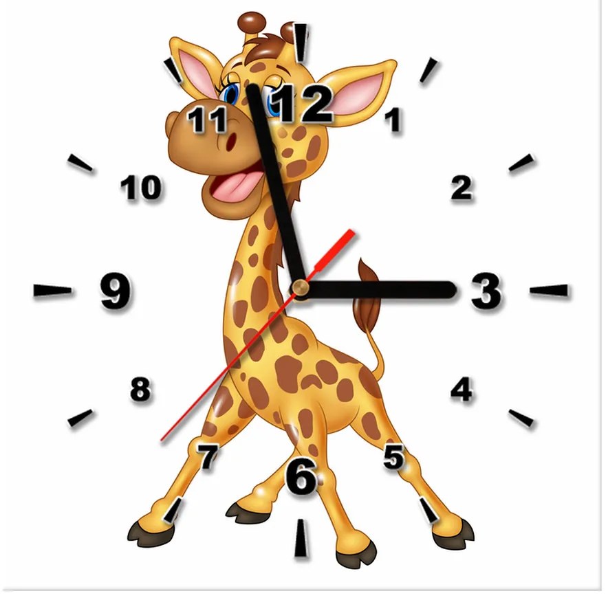 Gario Obraz s hodinami Veľká žirafa Rozmery: 30 x 30 cm