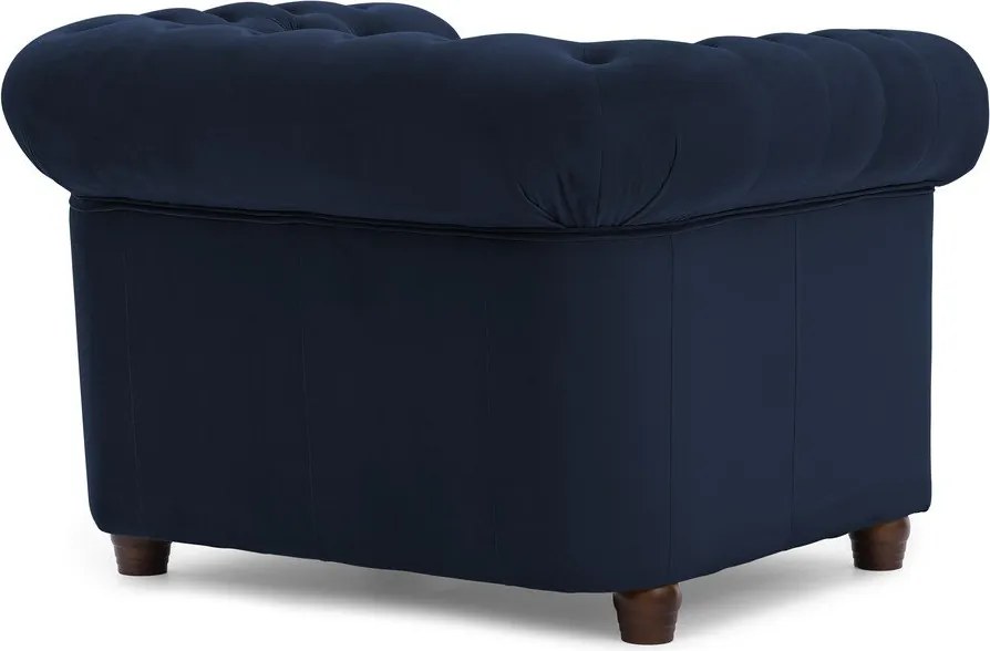 Modré zamatové kreslo chesterfield York Blik – Ropez