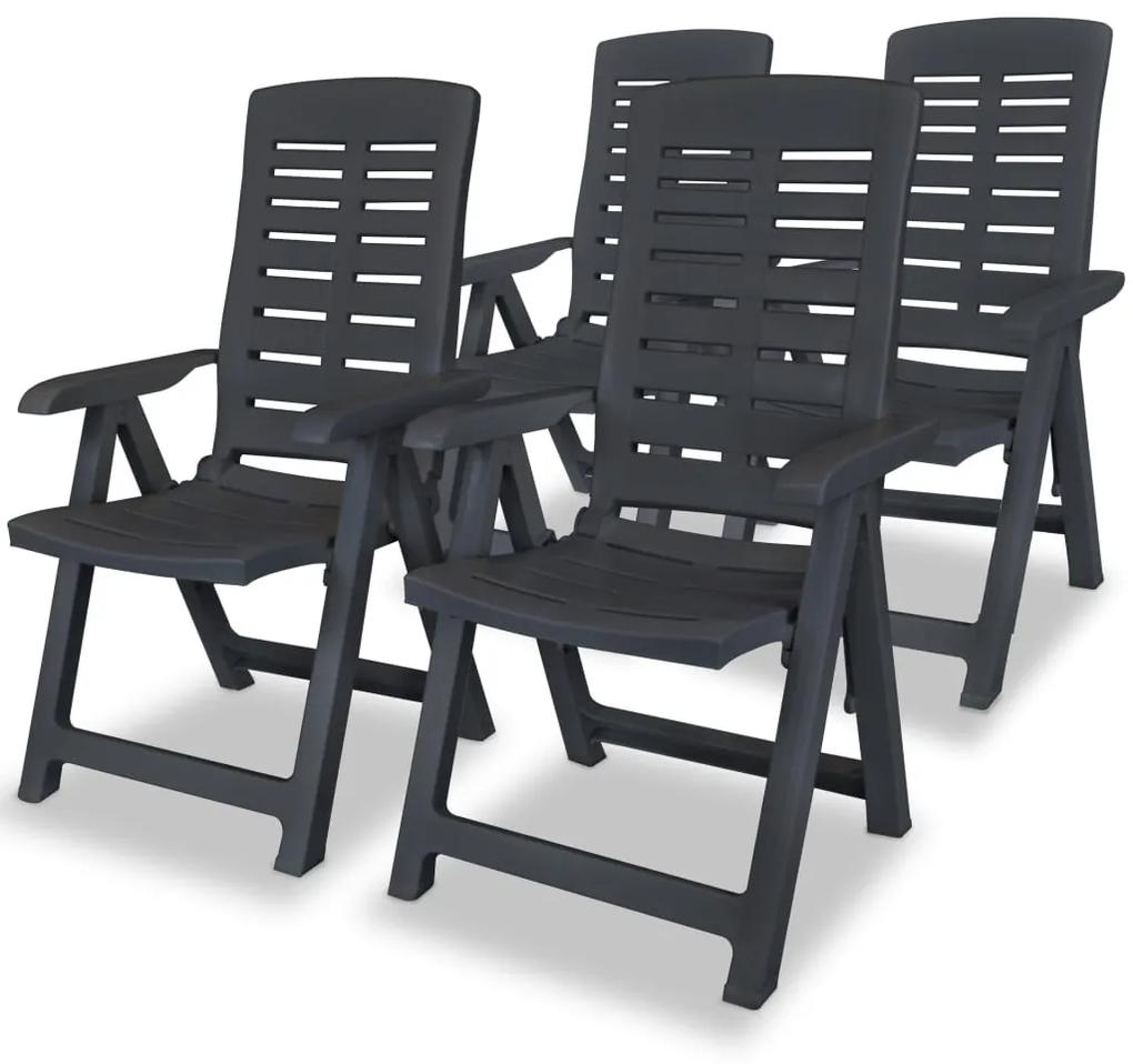 Sklápacie záhradné stoličky 4 ks, plast, antracitové